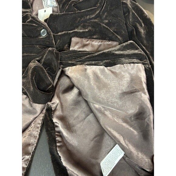 Endless Rose Velvet Blazer Large Brown Single Breasted Boyfriend Relaxed Lined - Picture 9 of 12